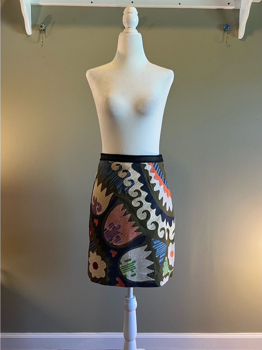 Anthropologie Vanessa Virginia Multicolor Abstract Floral Jacquard Mini Skirt
